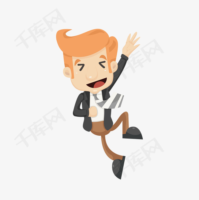 开心到兴奋的青年矢量素材