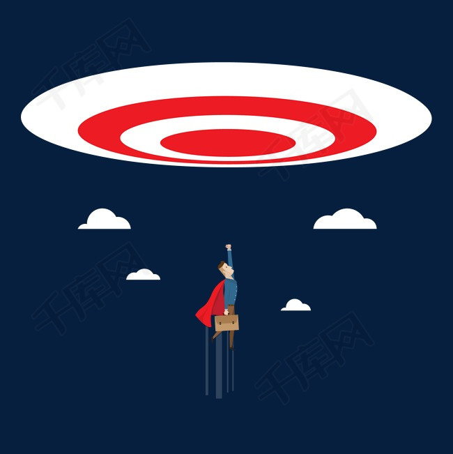 卡通一飞冲天的超人矢量素材