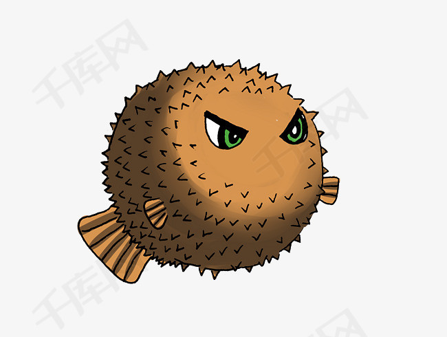 生气鼓起的可爱河豚