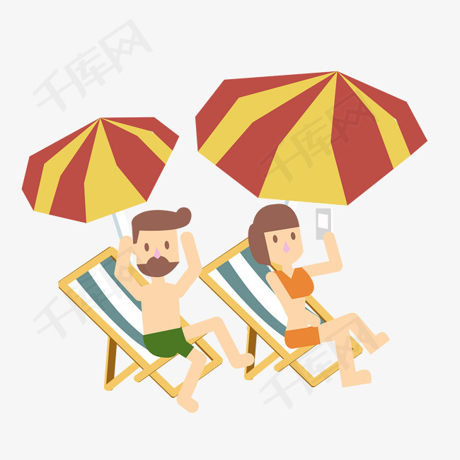 手绘卡通晒太阳的人素材