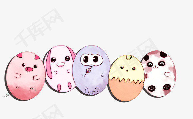 手绘儿童节动物彩蛋组合