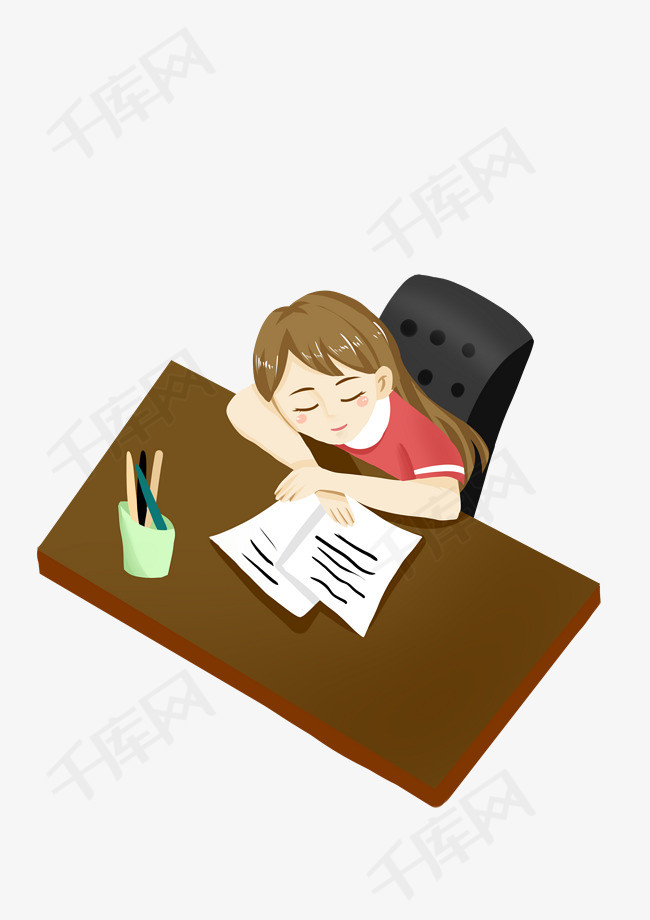教师节批作业的女教师人物插画