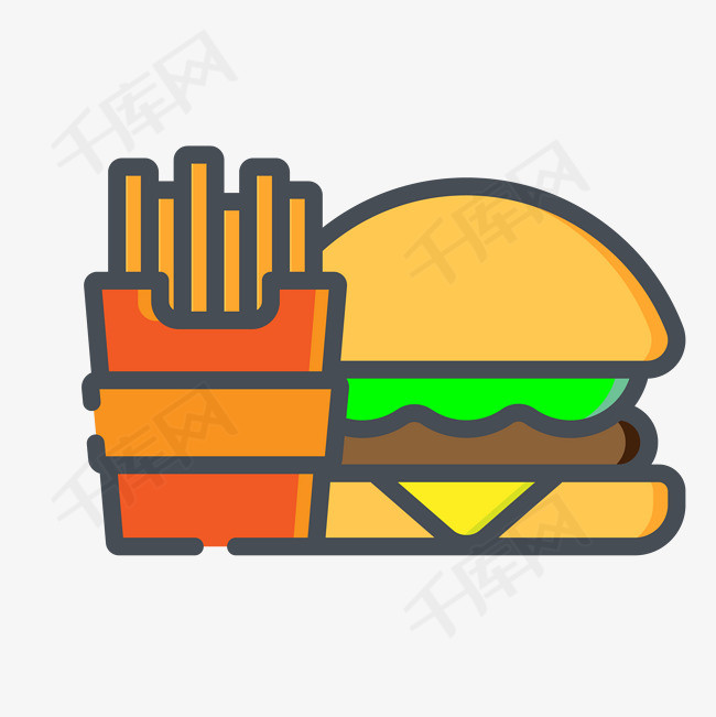快餐汉堡薯条矢量插画png