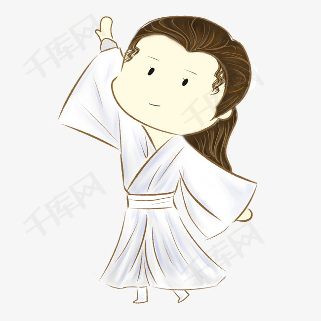 手绘卡通古风人物白衣素材图片免费下载_高清psd_千库网(图片编号