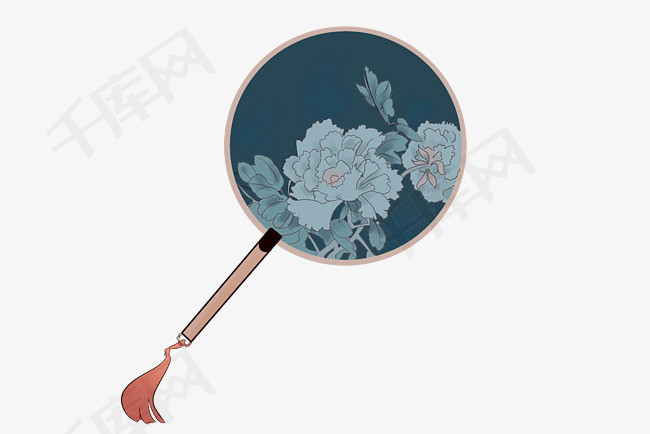 古风主题水墨画蒲扇插画