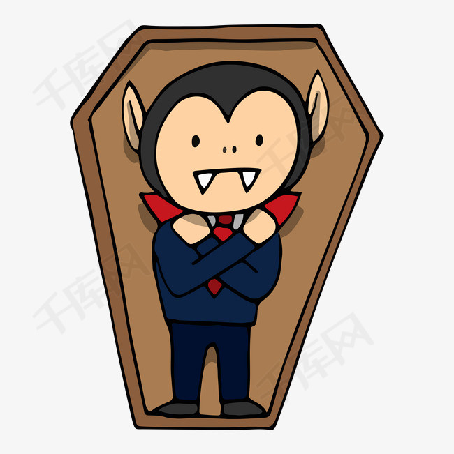 卡通手绘吸血鬼棺材形象