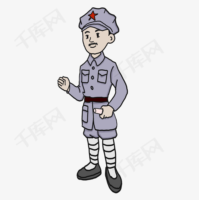 红军人物军装军帽插画