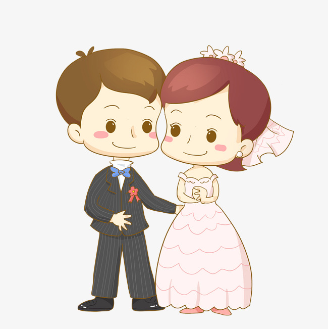 卡通人物浪漫爱情婚礼结婚婚宴免抠PNG素材