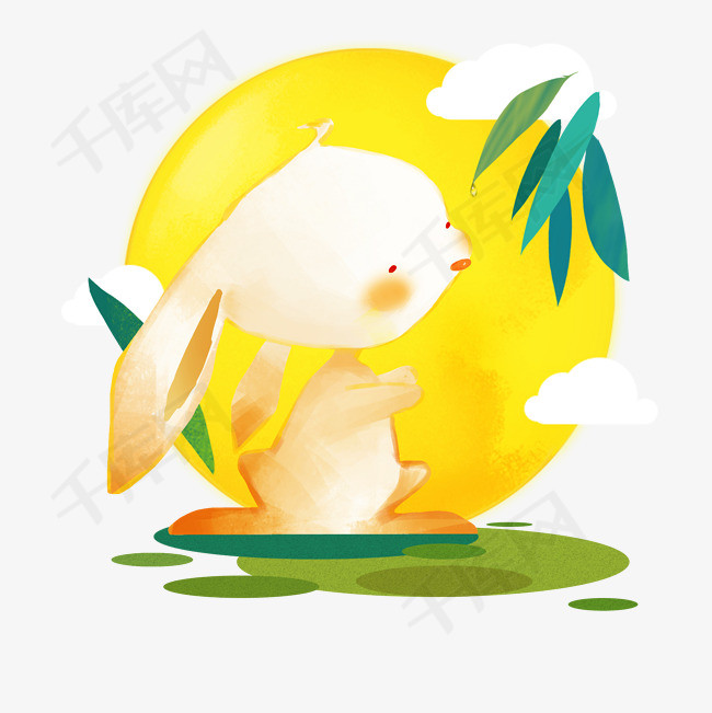 纯手绘中秋节月兔