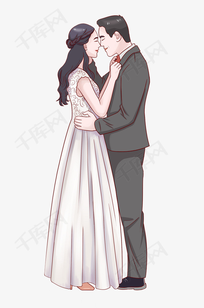 西式婚礼新郎新娘插画素材图片免费下载_高清psd_千库网(图片编号