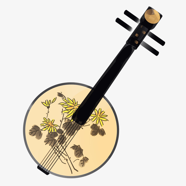 水墨菊花装饰乐器阮素材图片免费下载_高清psd_千库网(图片编号11515482)