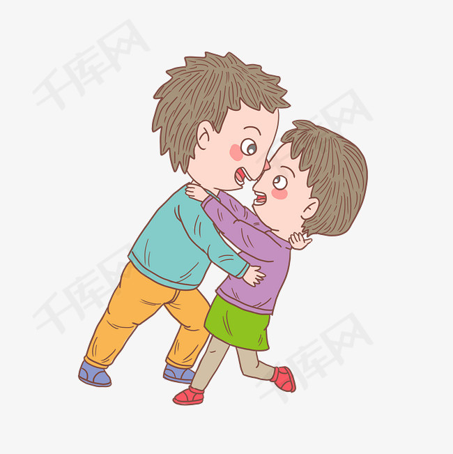 卡通手绘人物深情对视情侣素材图片免费下载-千库网