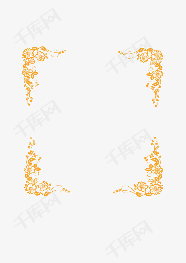 金色花纹边框免抠元素素材图片免费下载-千库网