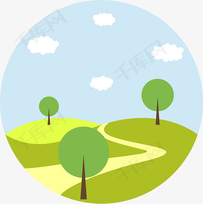 小路风景装饰矢量图形