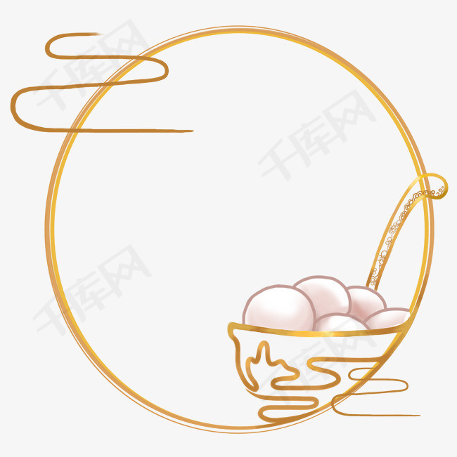 元宵节古风古典风格金色边框矢量图