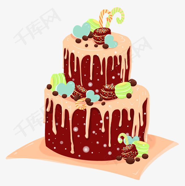 手绘双层少女心生日蛋糕