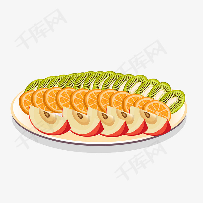矢量手绘卡通水果拼盘