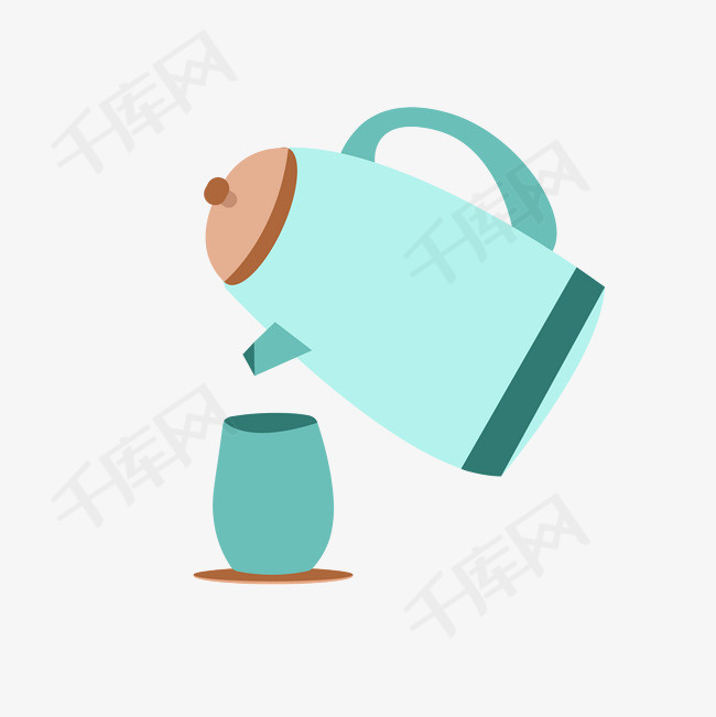 倒水喝水壶卡通元素
