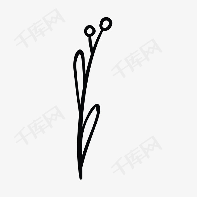 一支简笔画树枝叶子免抠