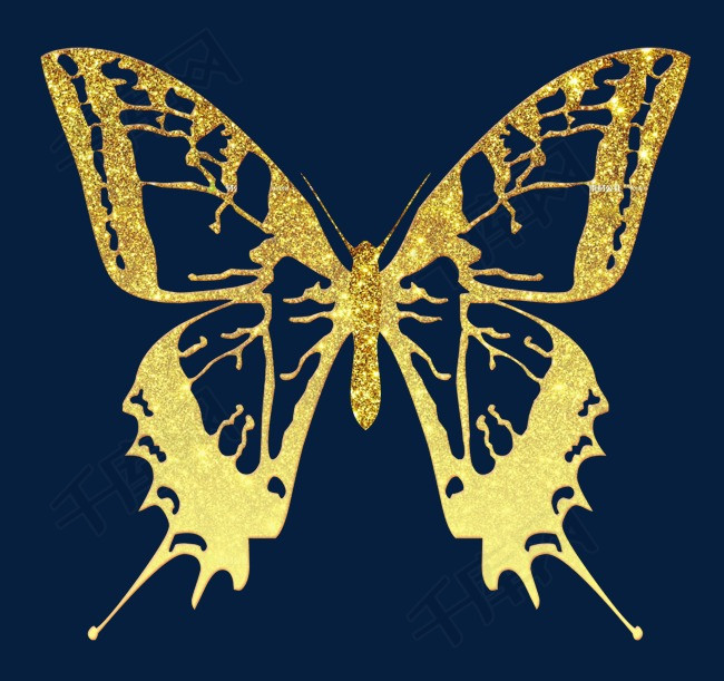 金色渐变蝴蝶装饰图案