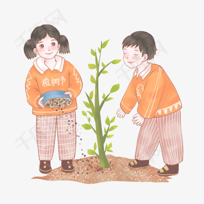 撒种小树的素材免抠                                卡通清新春天
