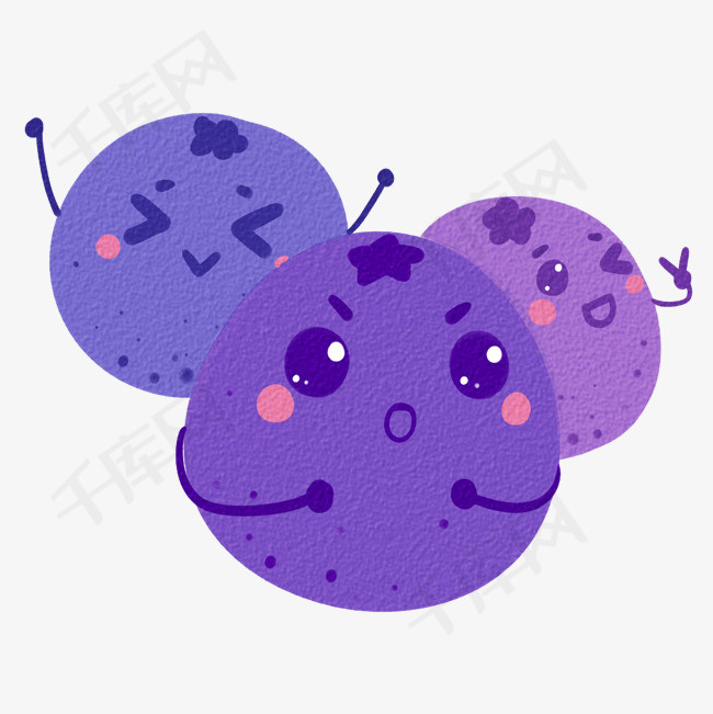 手绘水彩风格蓝莓水果表情包