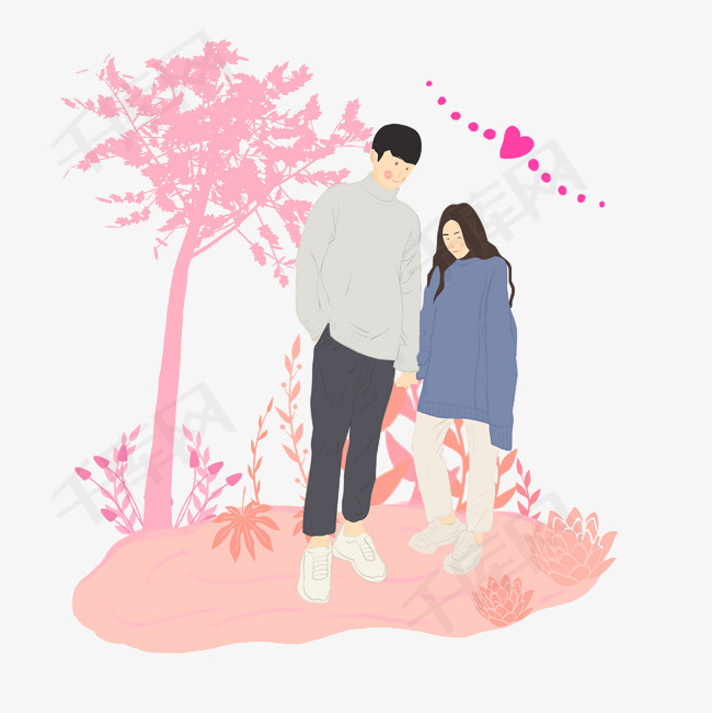 情人节约会温馨场景小插画