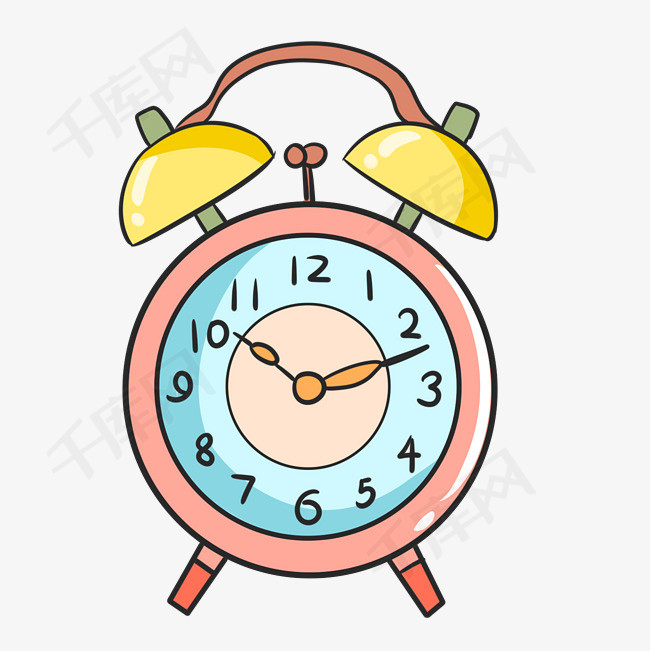 手绘彩色闹钟插画