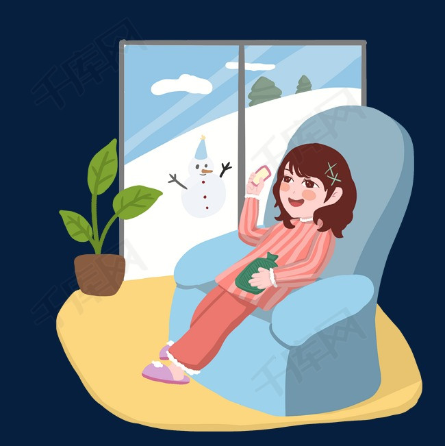 冬季看手机的小女孩素材图片免费下载_高清psd_千库网(图片编号