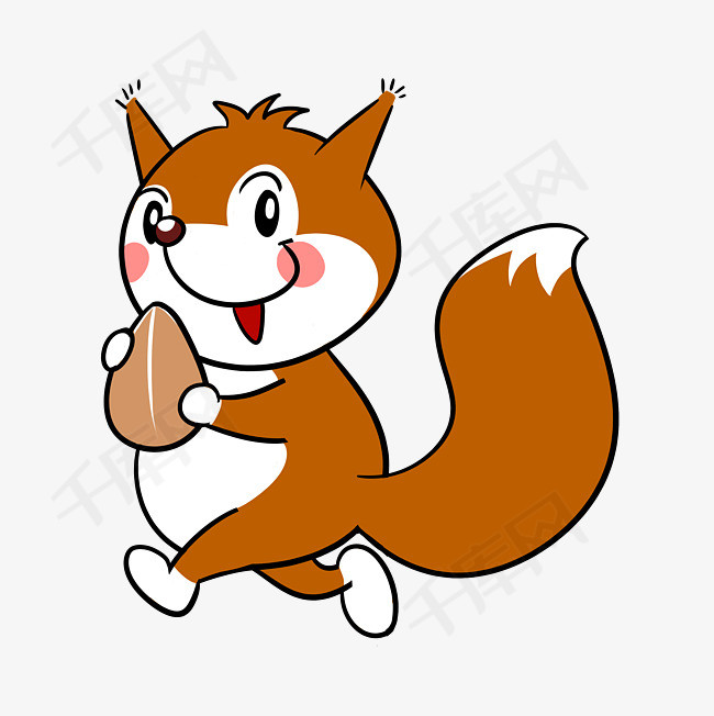 卡通松鼠吃松子png透明底