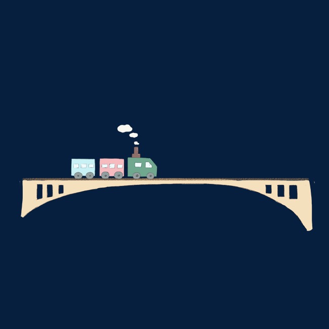 卡通火车过桥插图素材图片免费下载_高清psd_千库网(图片编号11840935)