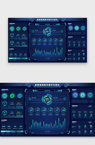 可视化底座UI设计素材_科技感数据可视化平台系统