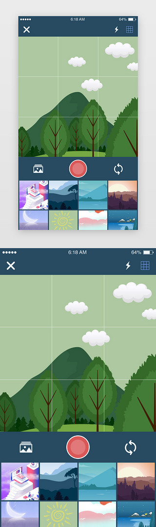 拍照纪念墙UI设计素材_暗色摄影拍照界面相机app