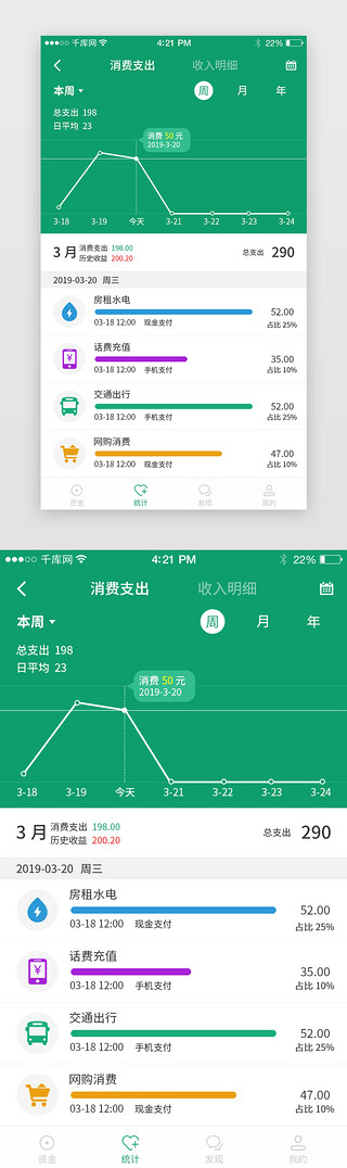 图标控件UI设计素材_app消费数据可视化界面