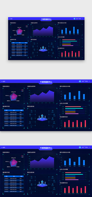 深蓝色背大暑景UI设计素材_深蓝色大气科技系统数据可视化