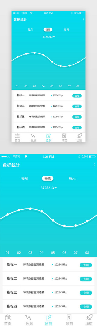 云数据中心UI设计素材_绿色简约app可视化数据中心界面