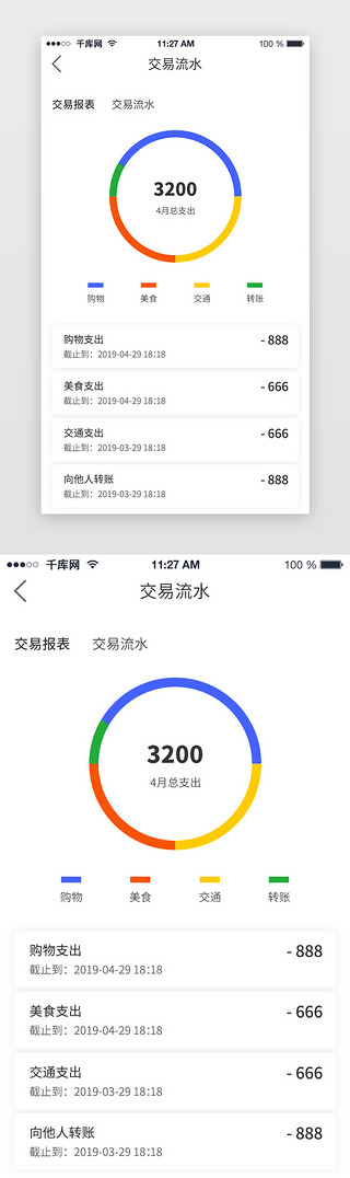 消费UI设计素材_简约可分层金融理财消费金额数据