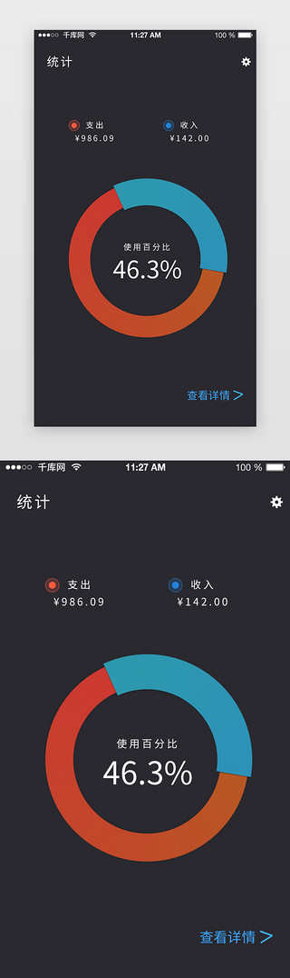 金融app统计记账可视化页面