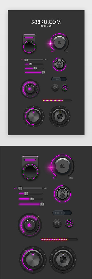 ui开关UI设计素材_按钮UI控件套组