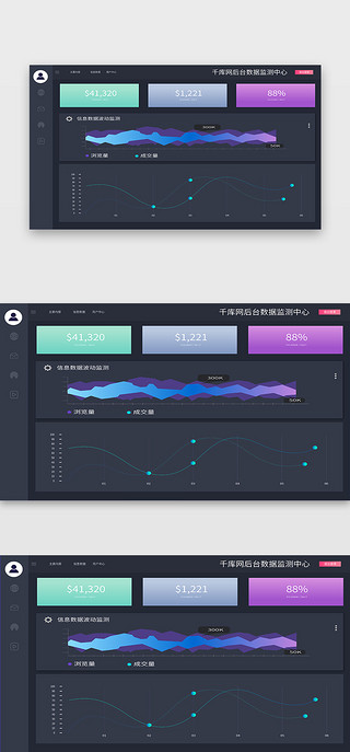 不同颜色的圆UI设计素材_深颜色商务数据可视化UI界面