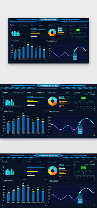 蓝色商务数据可视化UI界面