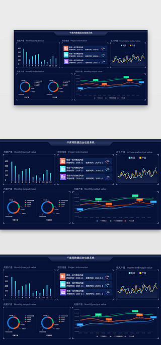 蓝色商务数据可视化UI界面
