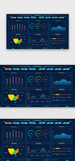 蓝色商务数据可视化UI界面