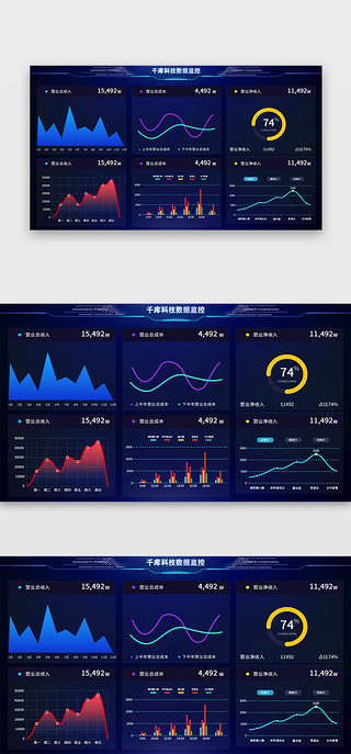 蓝色商务数据可视化UI界面