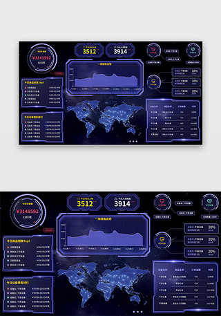端数据可视化UI设计素材_深色机器数据可视化UI
