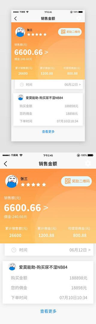 白底UI设计素材_销售金额订单白底简洁数据