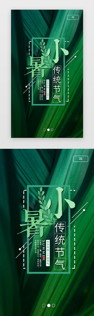 绿色二十四节气小暑诗词树叶摄影图闪屏启动页引导页