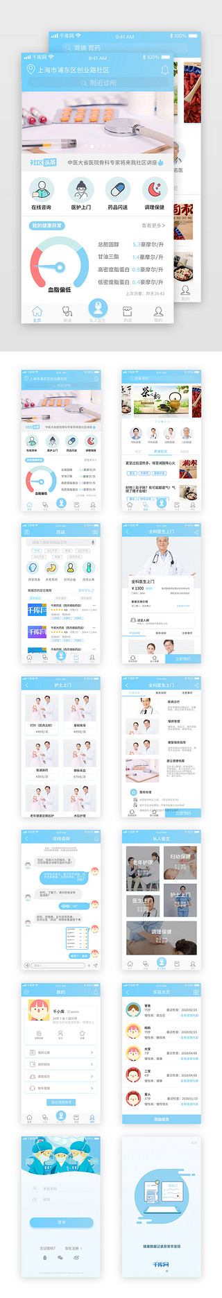 领导检查UI设计素材_医疗社区医院体检预约上门服务APP