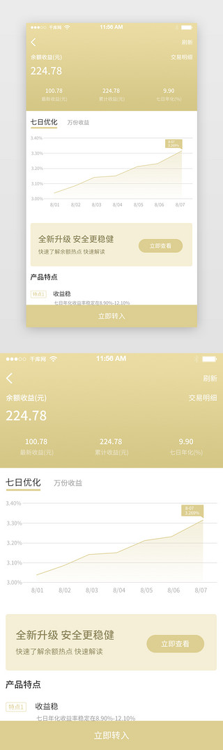 预测收益UI设计素材_金融理财app余额收益详情界面