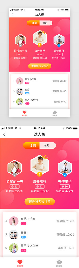 城UI设计素材_粉色社交婚恋交友app界面